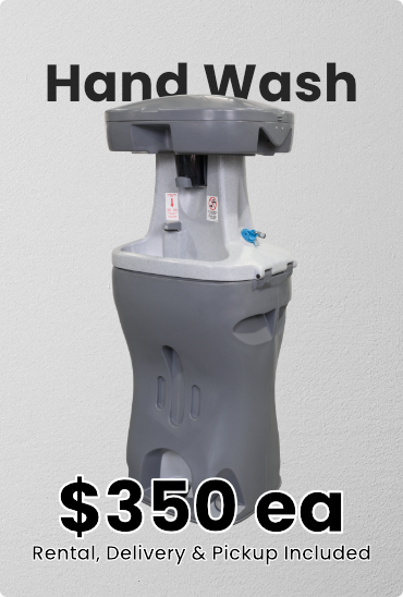 Hand Wash Station $350. Price Includes Rental, Delivery and Pickup.