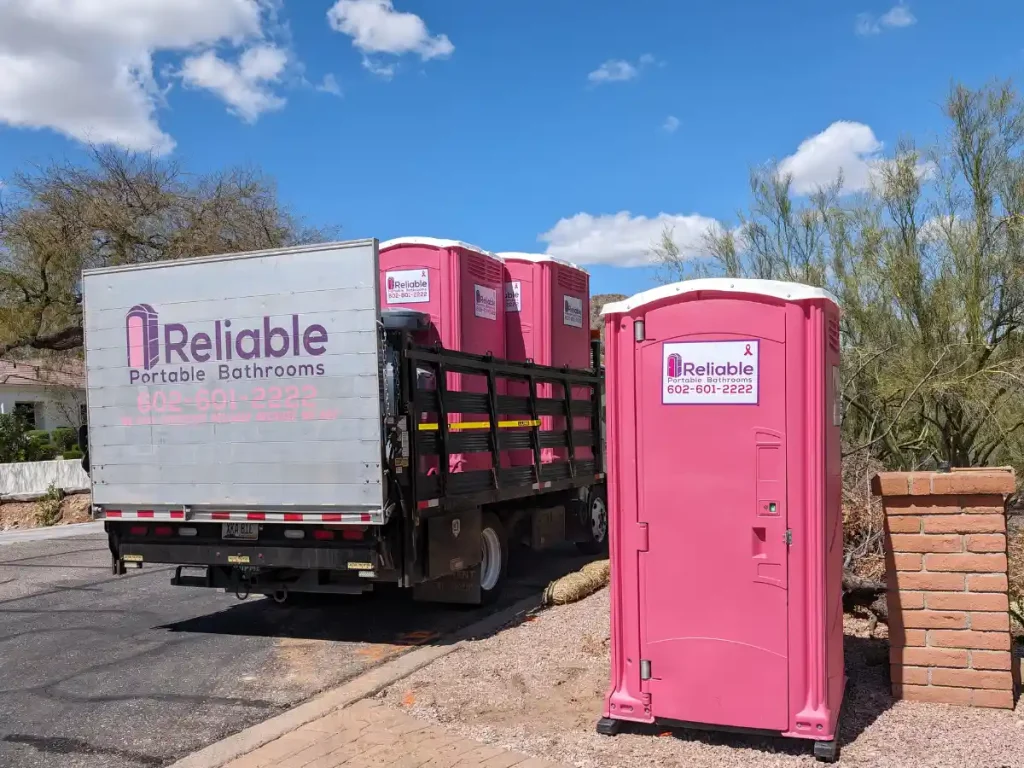 Porta potties from Reliable Potable Bathroom.