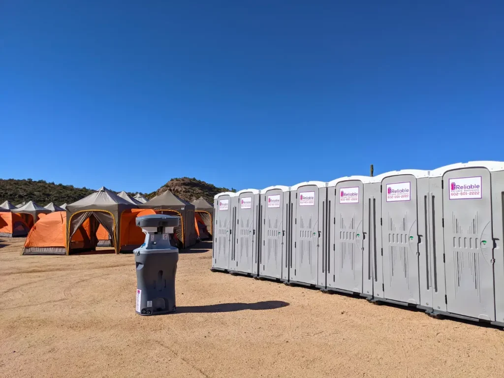 Reliable Portable Bathrooms utilize blue liquid solutions that neutralize bacteria, suppress foul smells, and improve overall hygiene in all our portable restrooms.